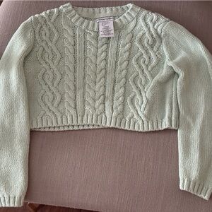 cupcakes & cashmere Light Green Cable Knit Sweater